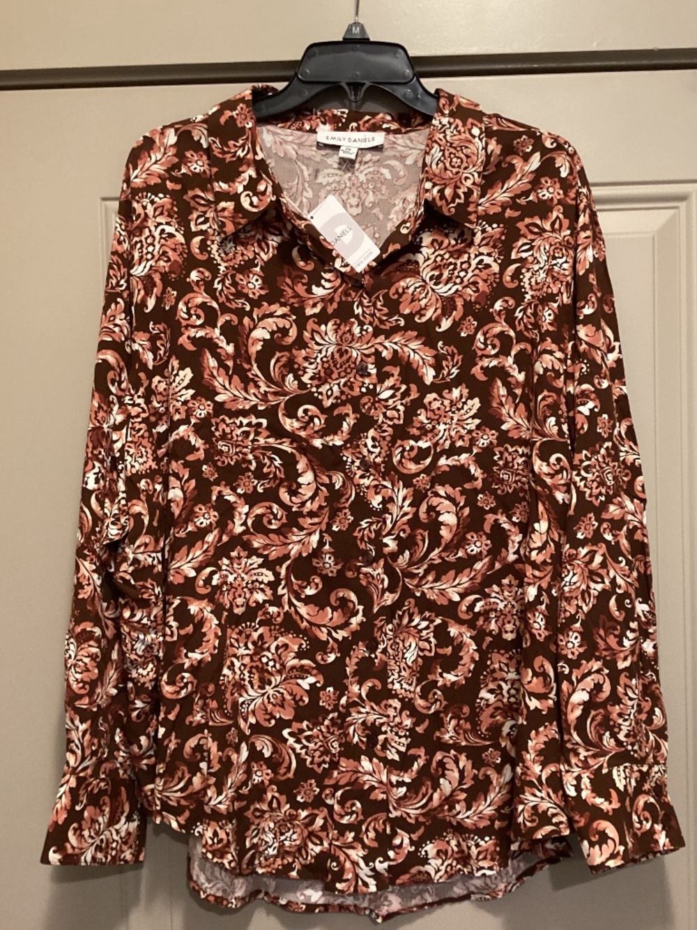 Emily Daniels Brown Floral Top Plus Size 2X